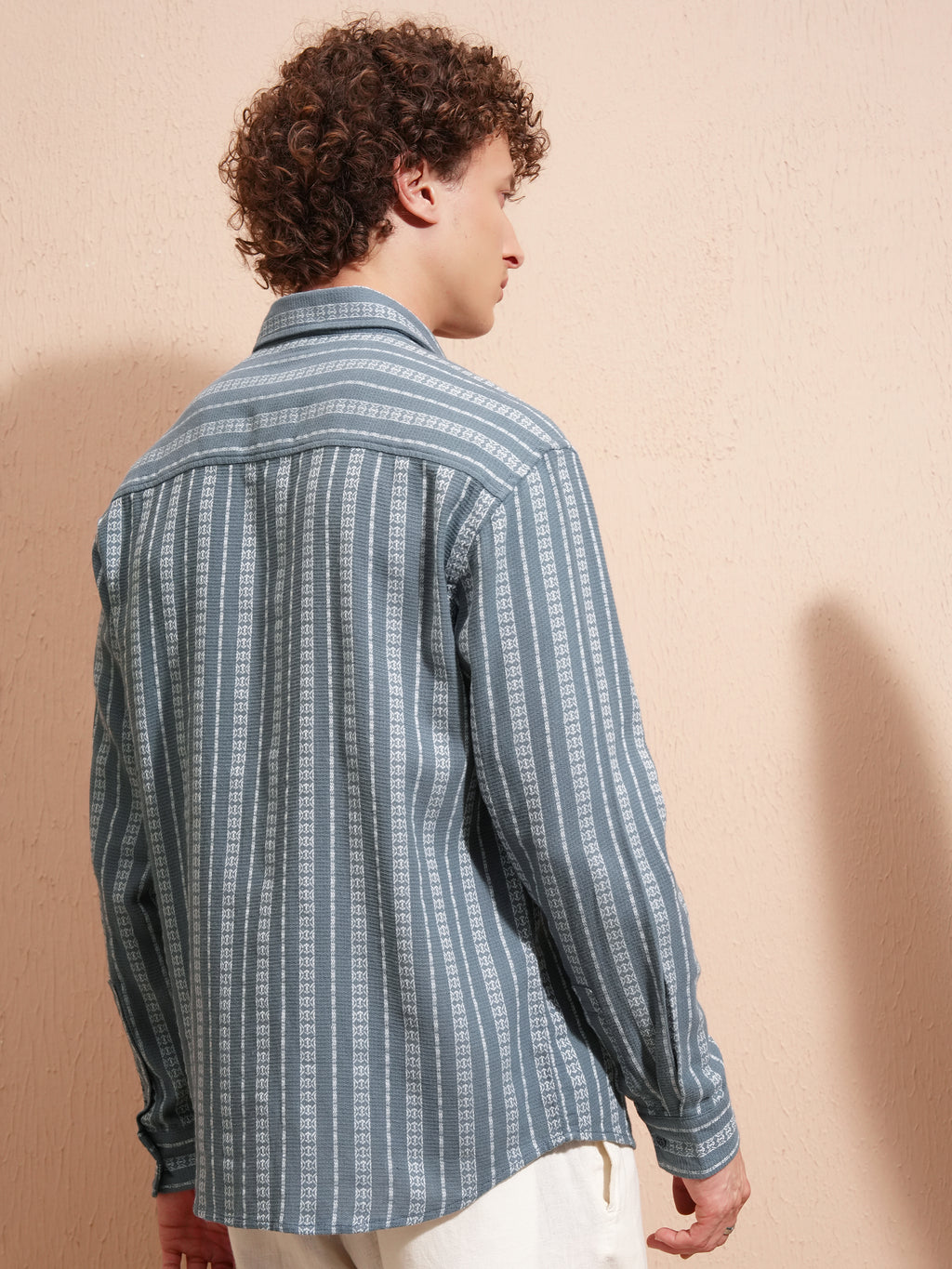 Highlander Men Blue Striped Relaxed Fit Casual Shirt - Blue - Image 3