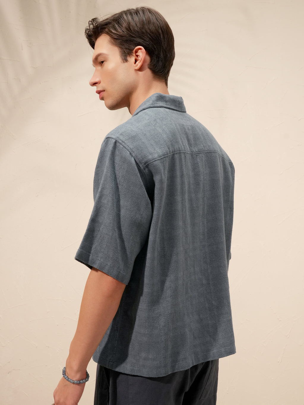 Highlander Men Blue Self Design Boxy Fit Casual Shirt - Blue - Image 3