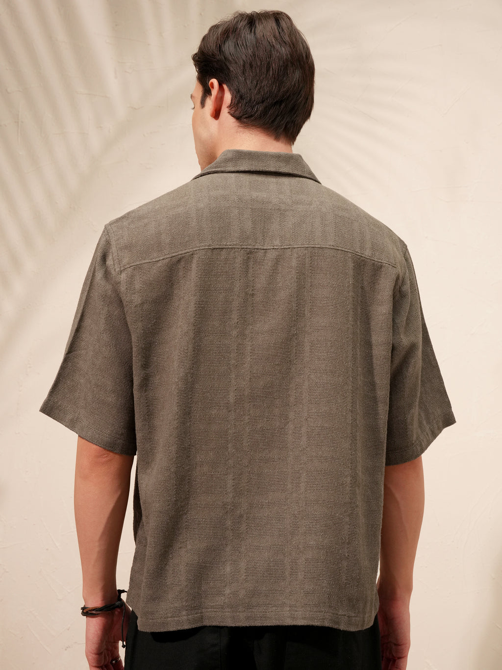 Highlander Men Brown Self Design Boxy Fit Casual Shirt - Brown - Image 3