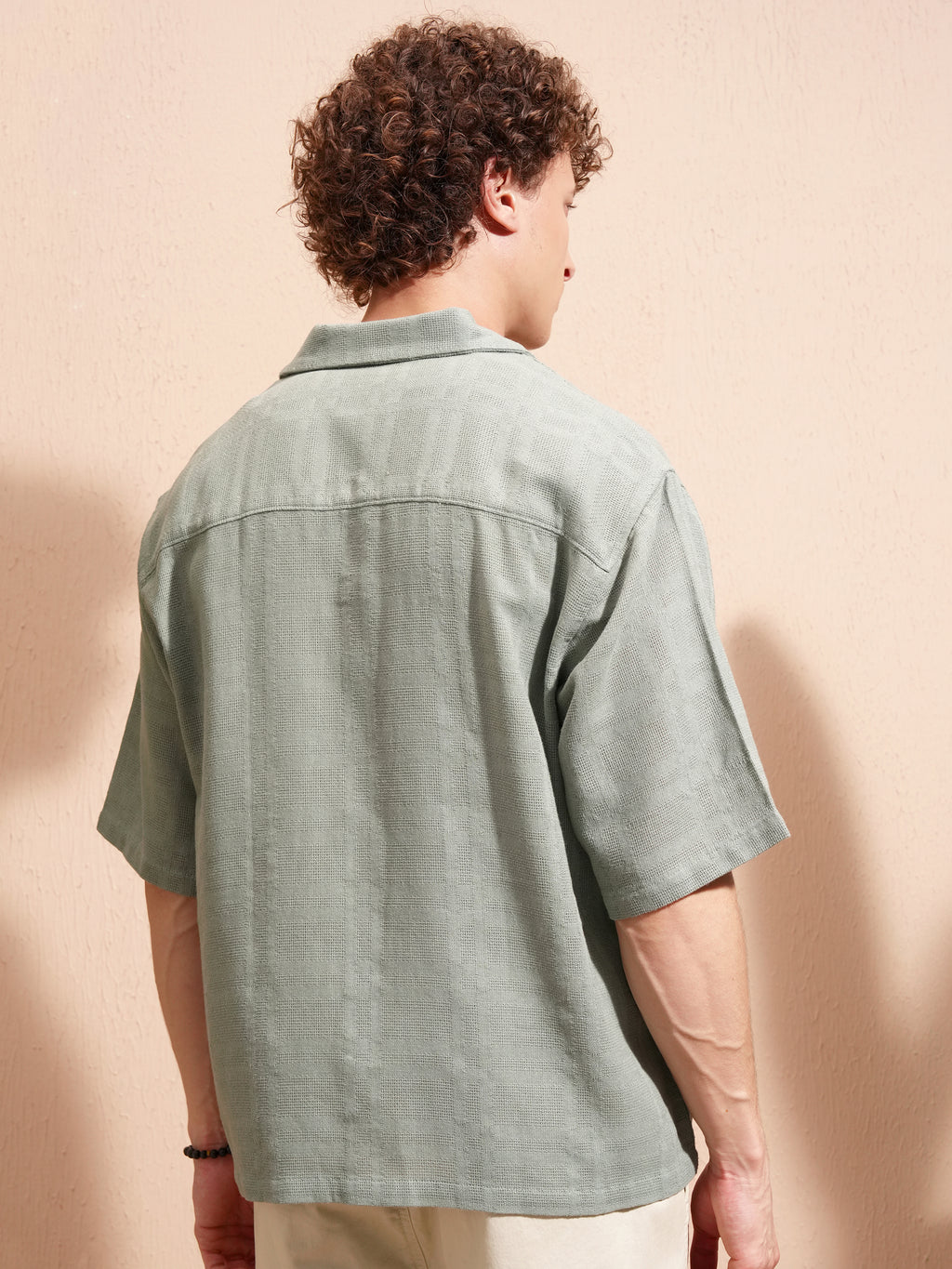 Highlander Men Grey Self Design Boxy Fit Casual Shirt - Grey - Image 3