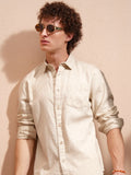 Highlander Men Rose Self Design Slim Fit Casual Shirt - Rose - Image 1