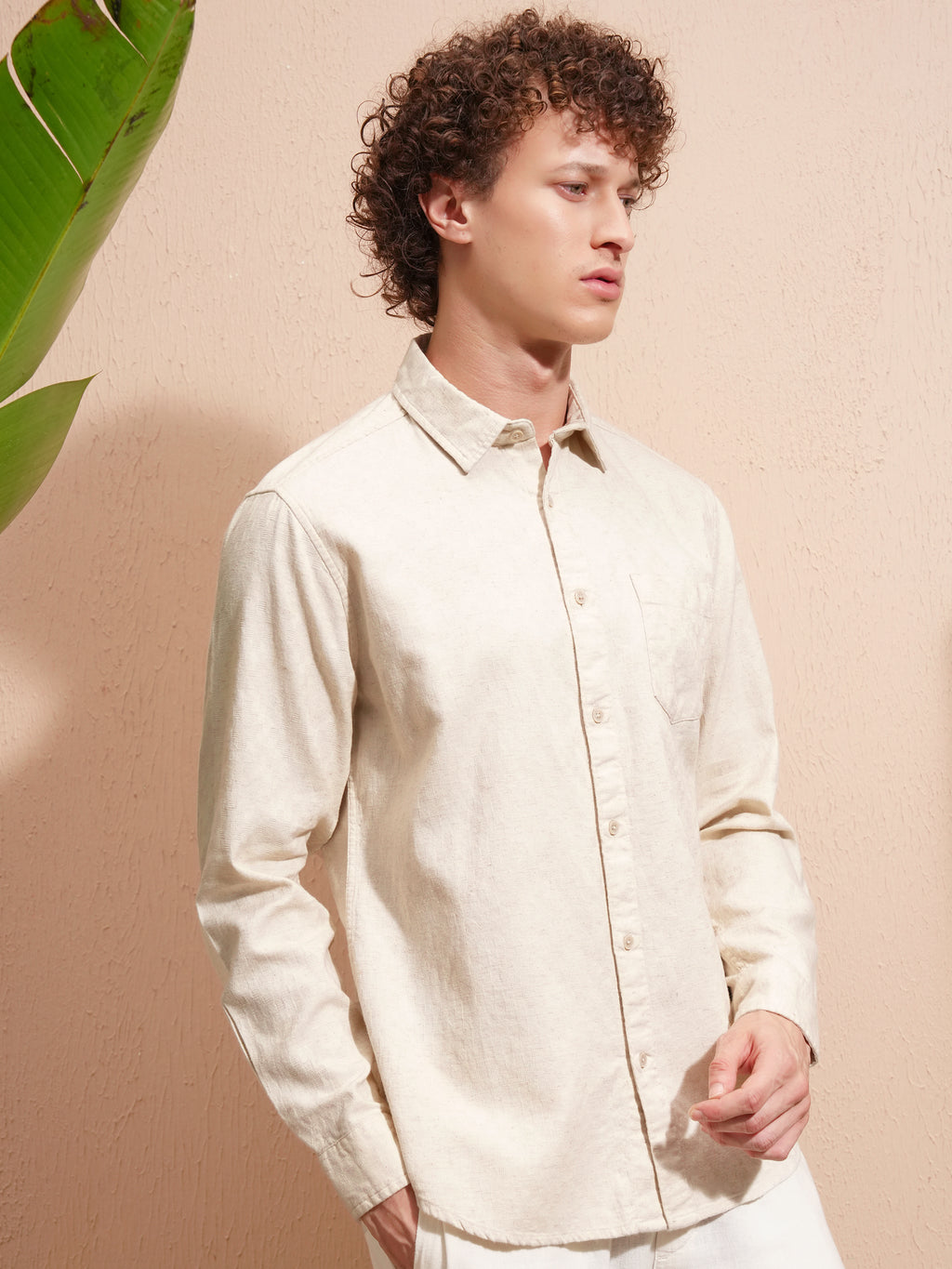Highlander Men Rose Self Design Slim Fit Casual Shirt - Rose - Image 6