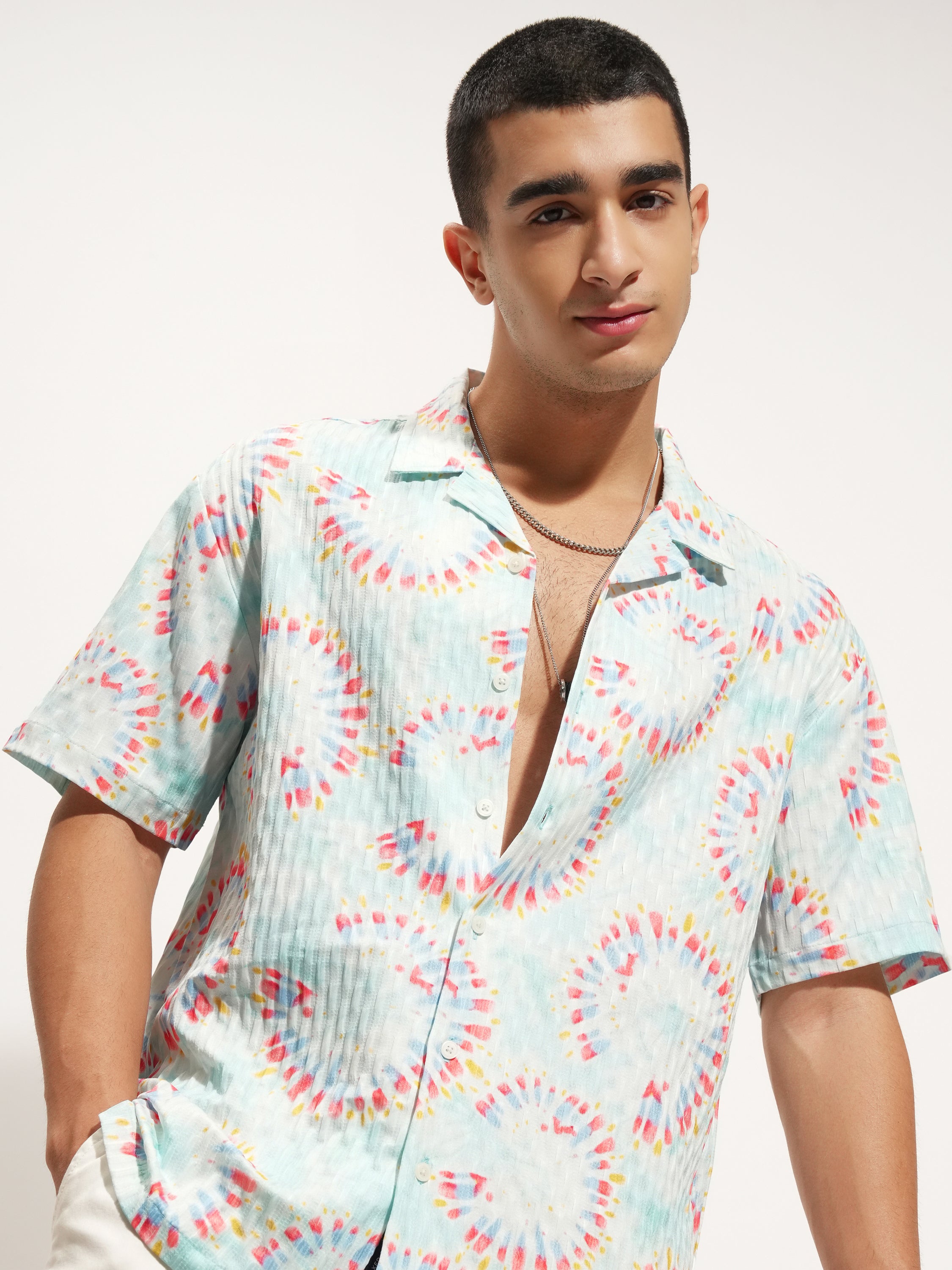 Highlander Men Blue Printed Relaxed Fit Casual Shirt - Blue - Image 1
