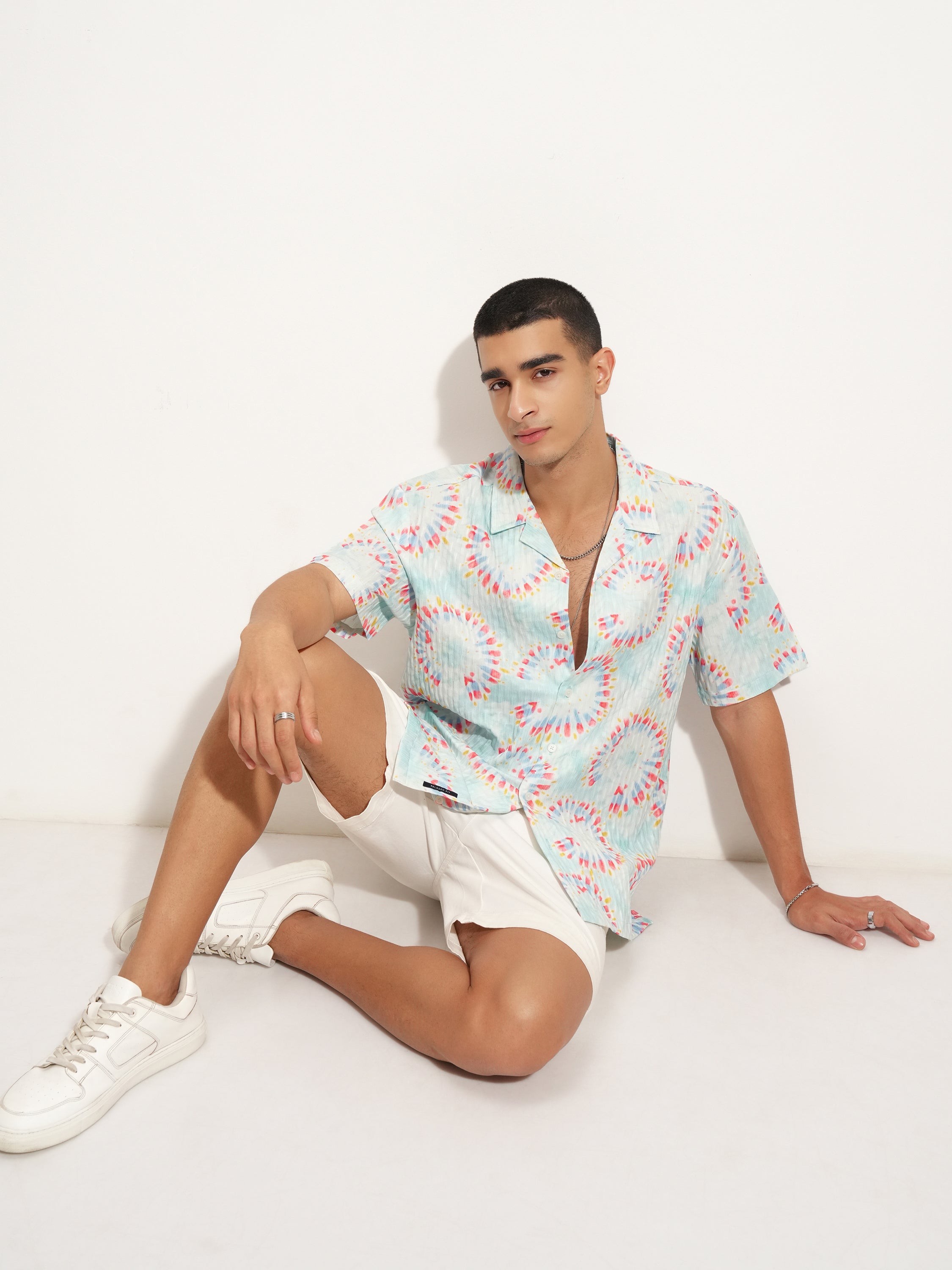 Highlander Men Blue Printed Relaxed Fit Casual Shirt - Blue - Image 2