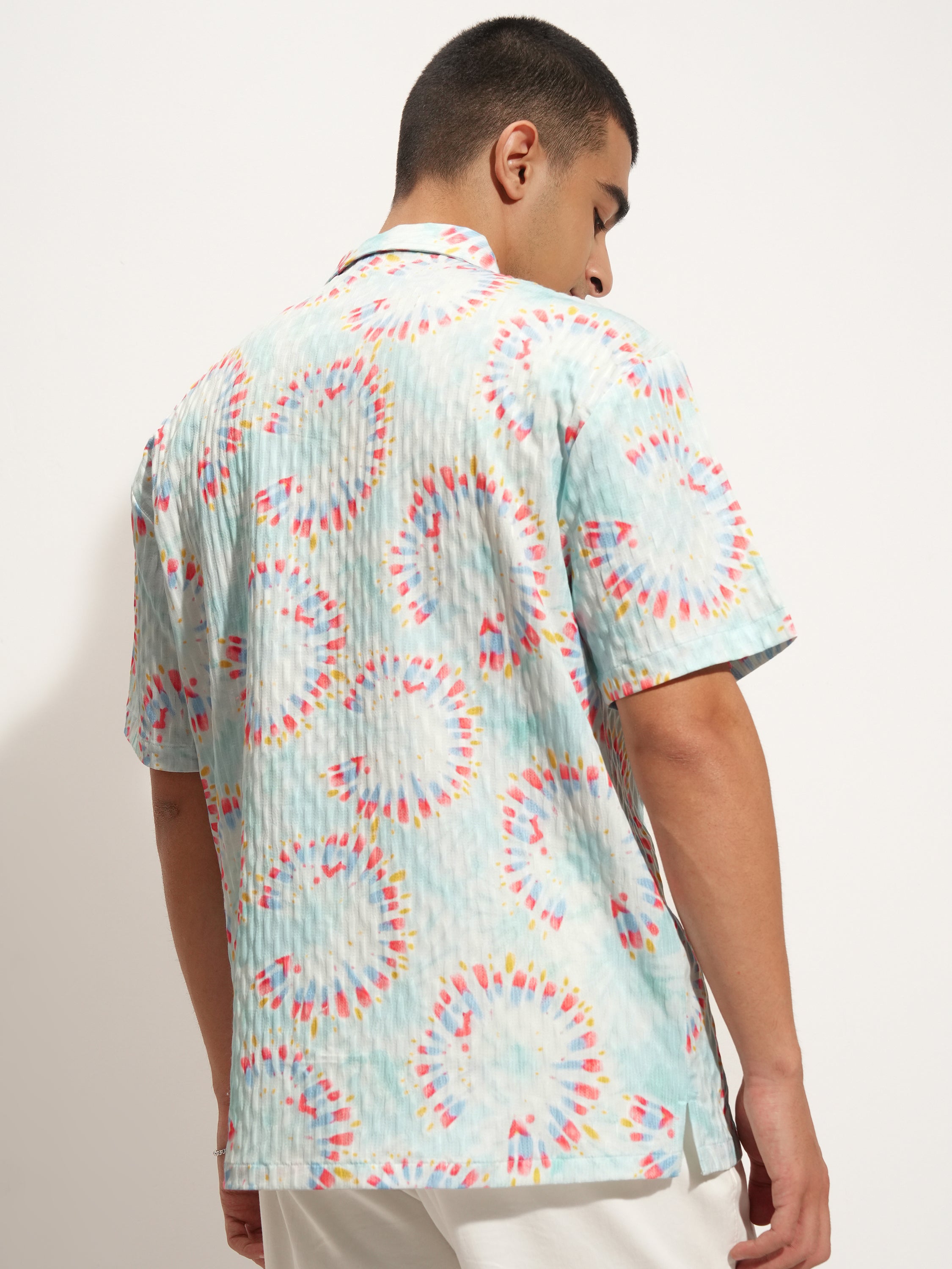 Highlander Men Blue Printed Relaxed Fit Casual Shirt - Blue - Image 3