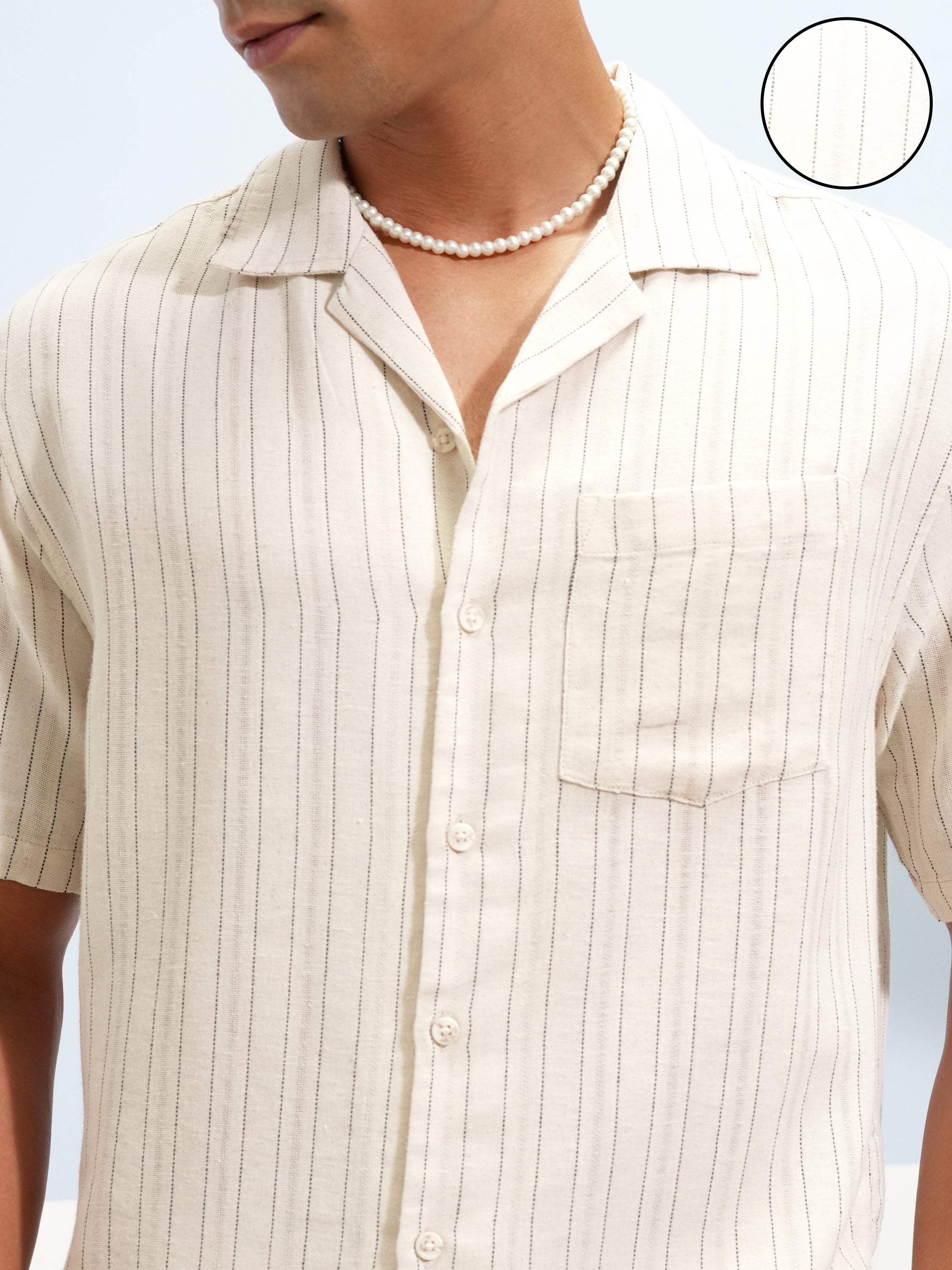 Highlander Men Beige Striped Relaxed Fit Casual Shirt - Beige - Image 5