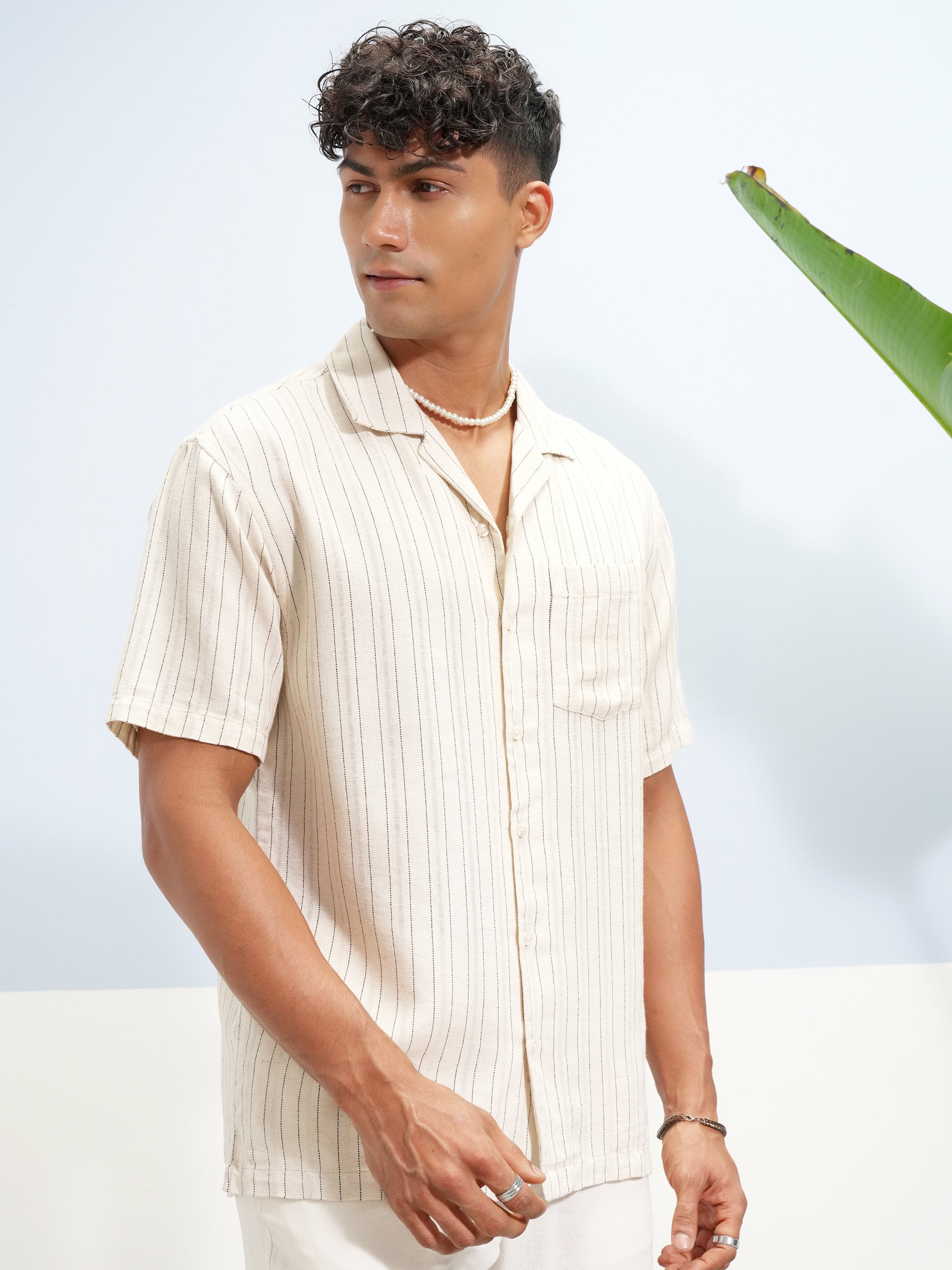 Highlander Men Beige Striped Relaxed Fit Casual Shirt - Beige - Image 6