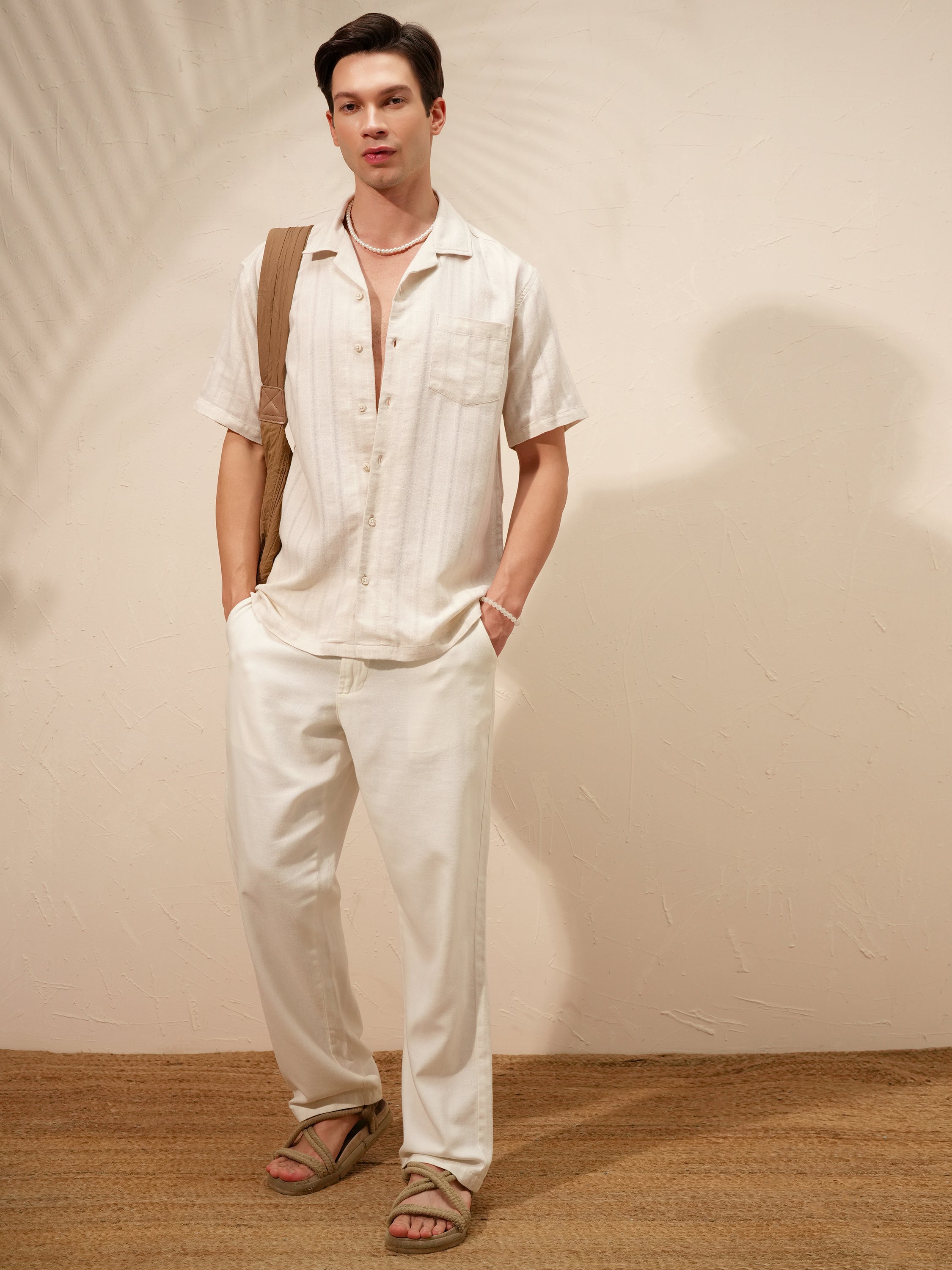 Highlander Men Beige Striped Relaxed Fit Casual Shirt - Beige - Image 2