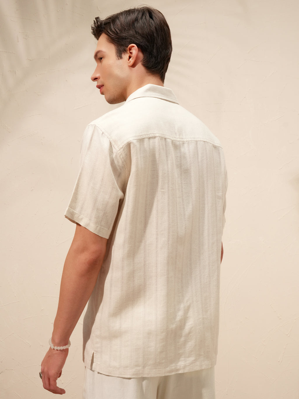 Highlander Men Beige Striped Relaxed Fit Casual Shirt - Beige - Image 3