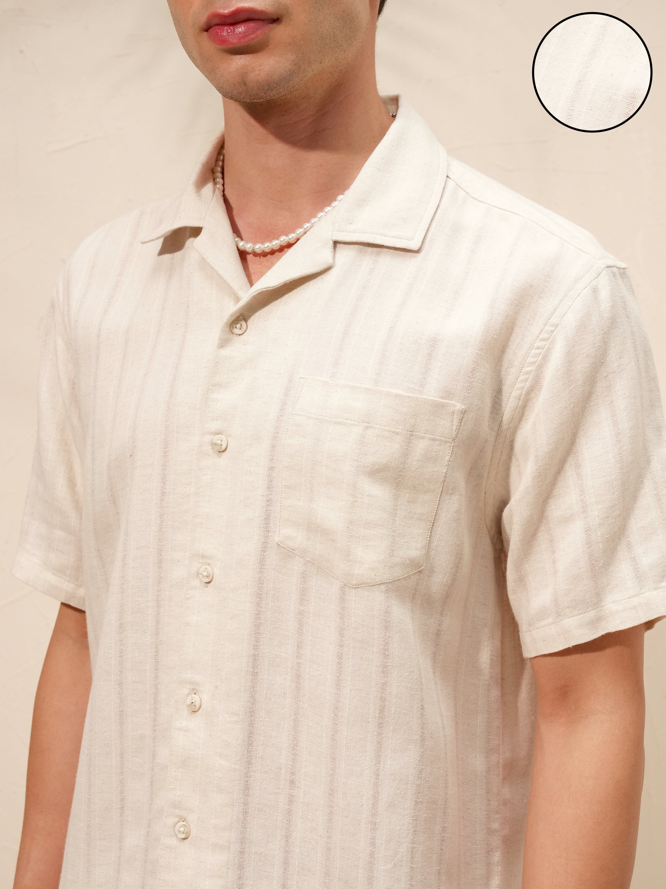 Highlander Men Beige Striped Relaxed Fit Casual Shirt - Beige - Image 5