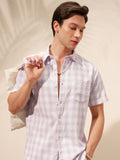 Highlander Men Purple Checked Relaxed Fit Casual Shirt - Purple - Image 1