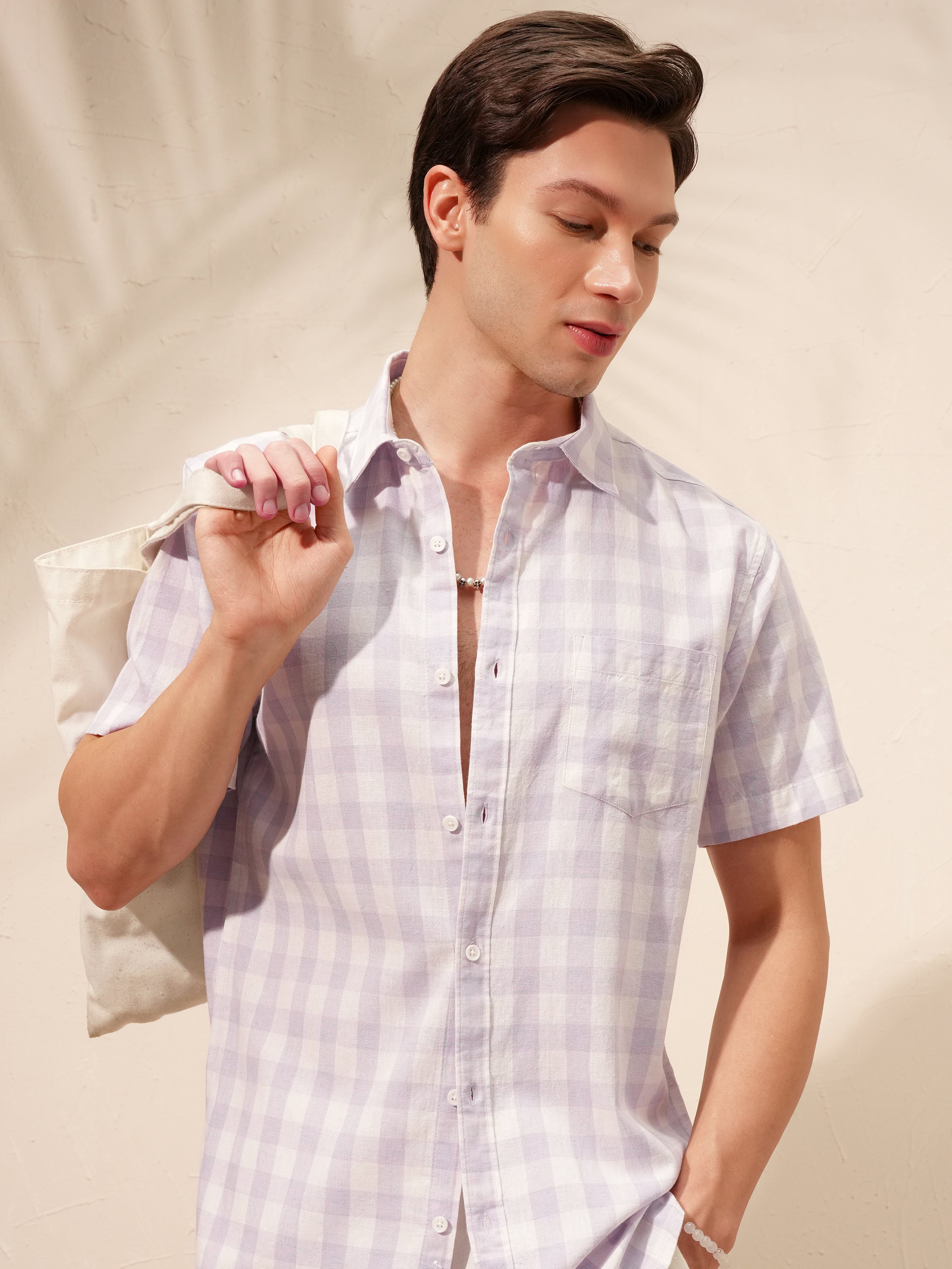 Highlander Men Purple Checked Relaxed Fit Casual Shirt - Purple - Image 1