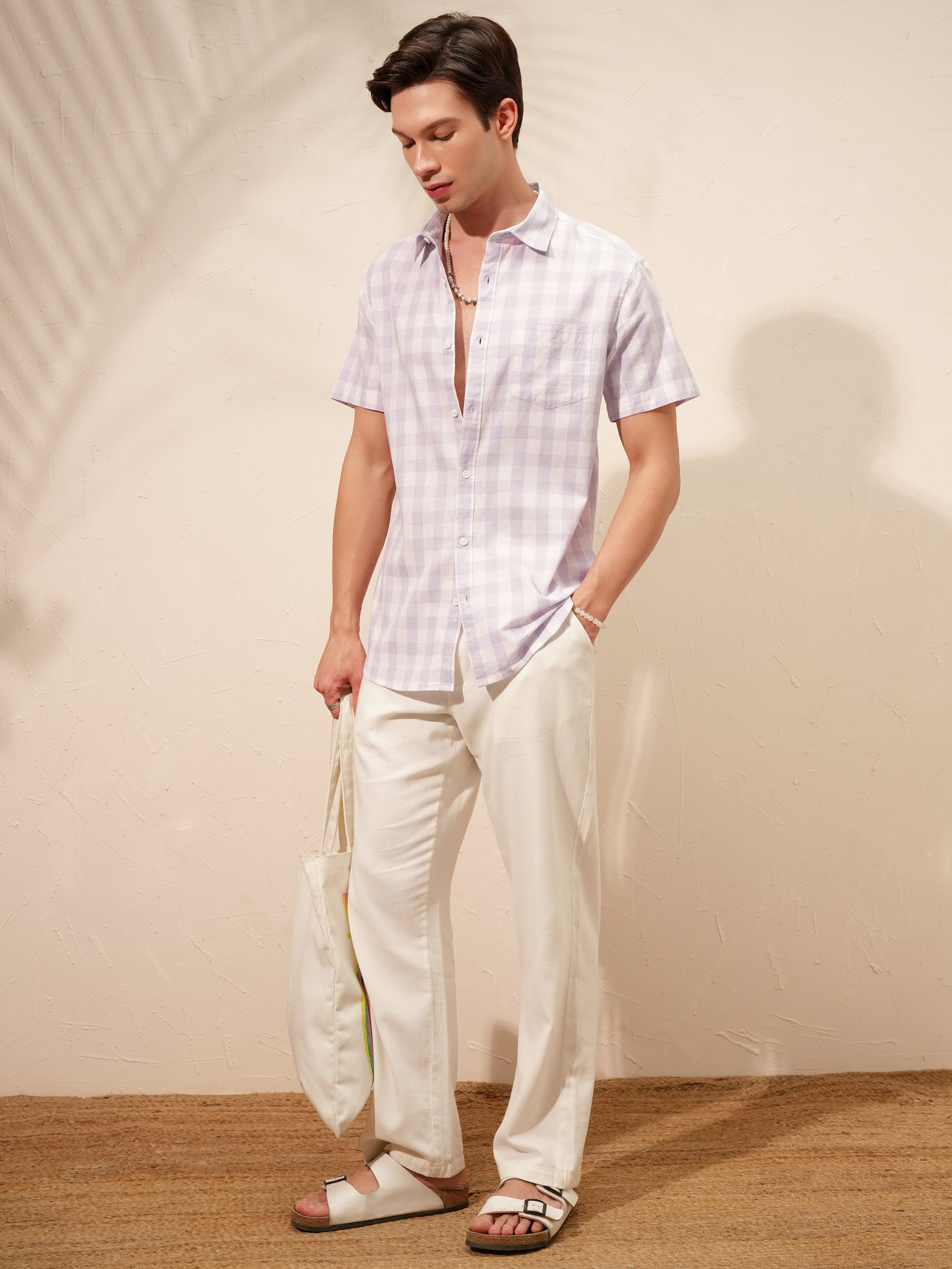 Highlander Men Purple Checked Relaxed Fit Casual Shirt - Purple - Image 2