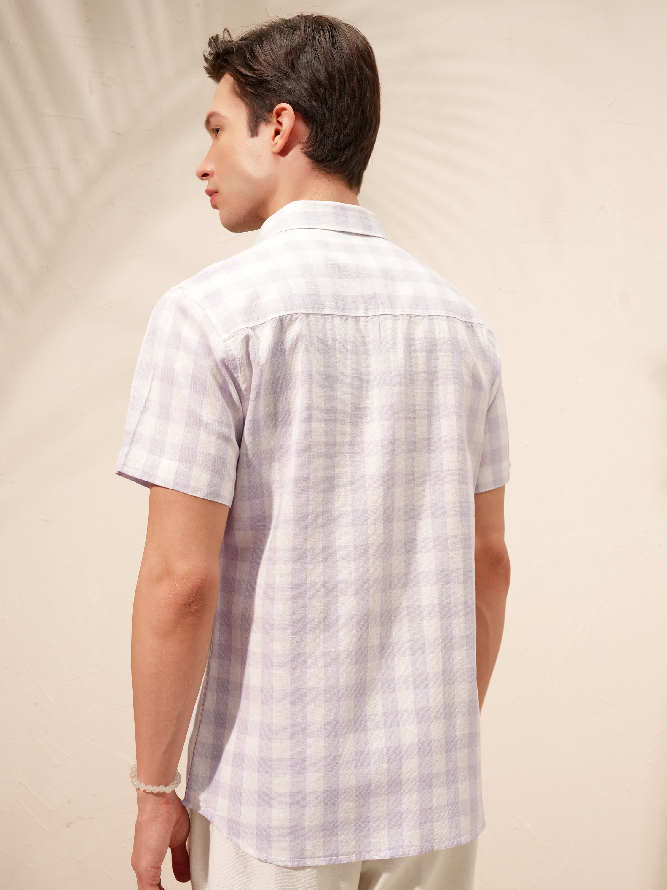 Highlander Men Purple Checked Relaxed Fit Casual Shirt - Purple - Image 3