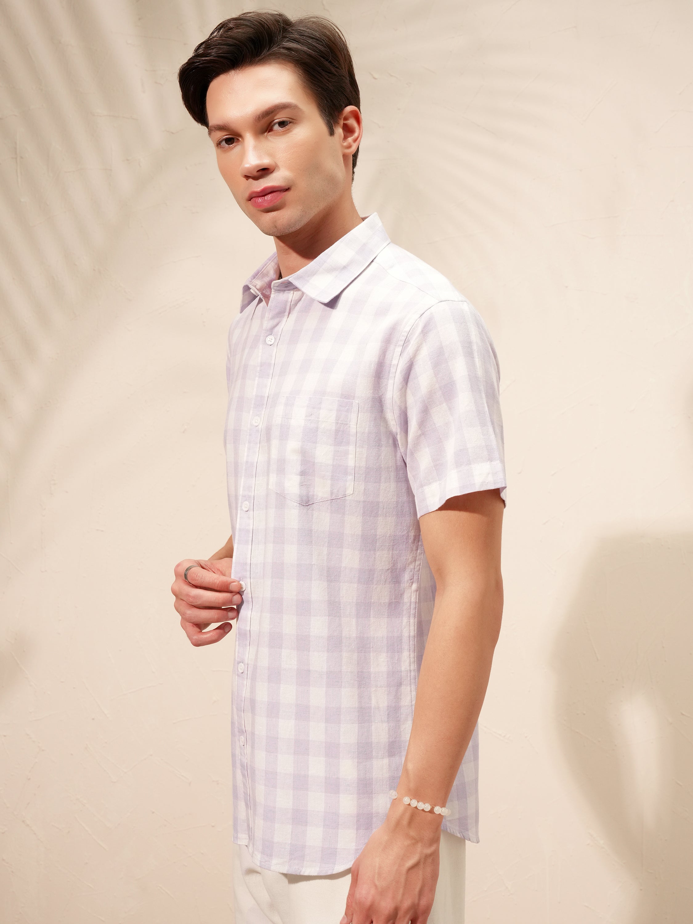 Highlander Men Purple Checked Relaxed Fit Casual Shirt - Purple - Image 4