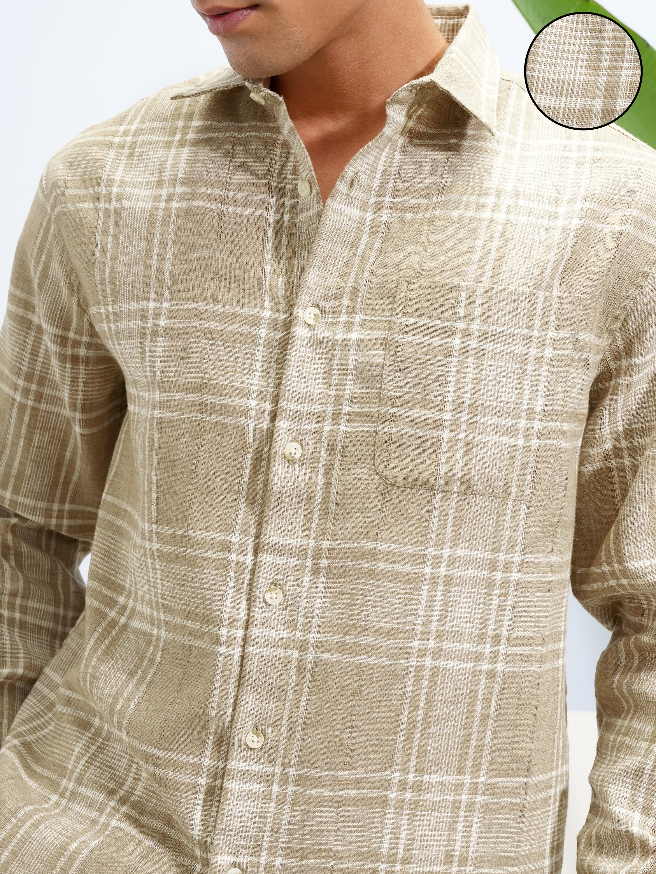 Highlander Men Khaki Checked Relaxed Fit Casual Shirt - Khaki - Image 5