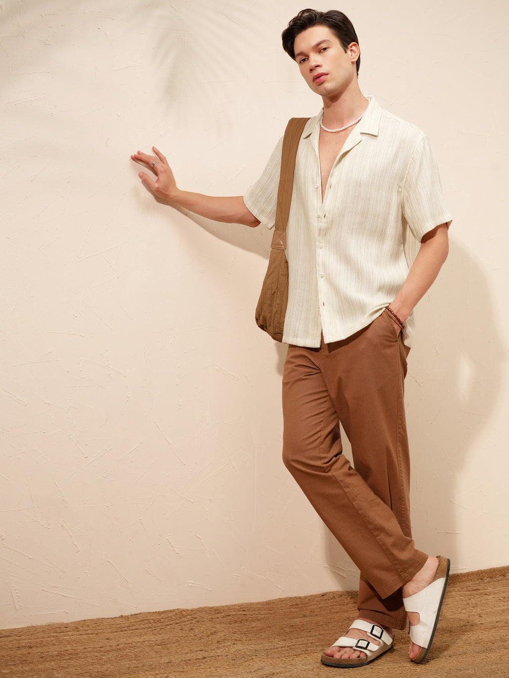 Highlander Men Khaki Striped Relaxed Fit Casual Shirt - Khaki - Image 2