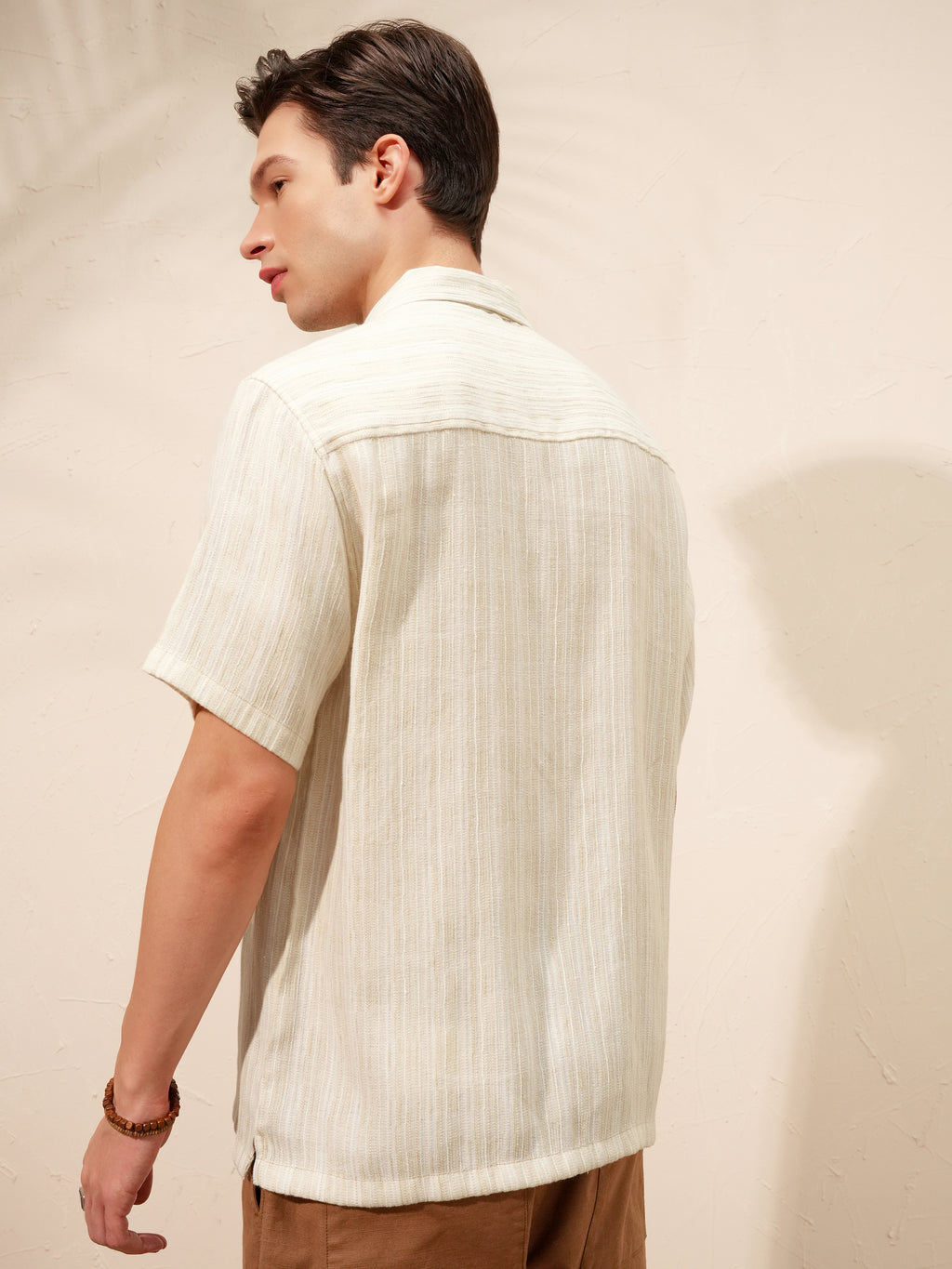 Highlander Men Khaki Striped Relaxed Fit Casual Shirt - Khaki - Image 3