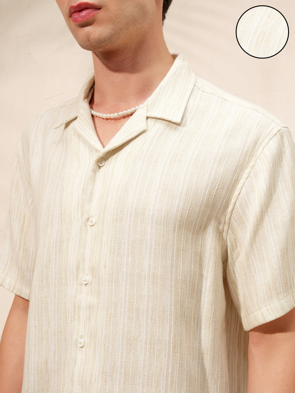 Highlander Men Khaki Striped Relaxed Fit Casual Shirt - Khaki - Image 5