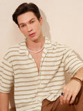 Highlander Men Cream Self Design Relaxed Fit Casual Shirt - Cream - Image 1