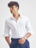Highlander Men White Solid Slim Fit Casual Shirt - White - Image 1