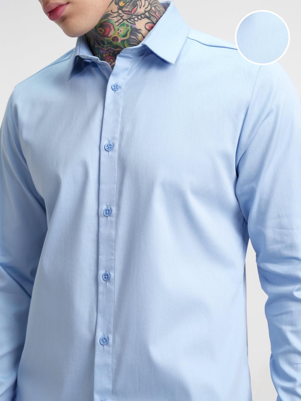 Highlander Men Blue Solid Slim Fit Casual Shirt - Blue - Image 5