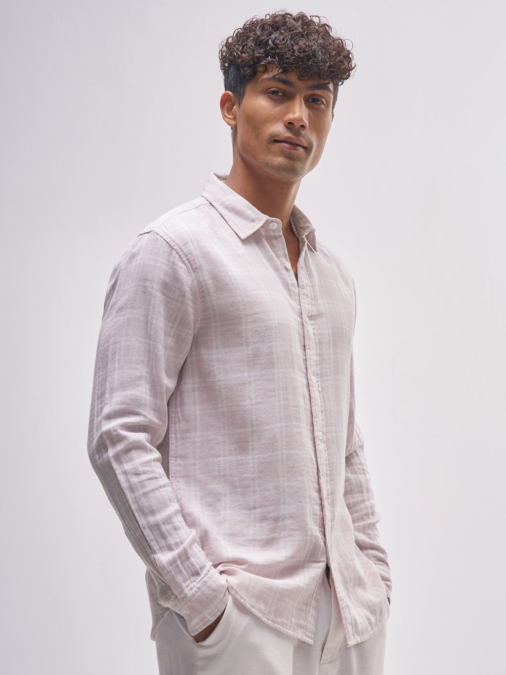 Highlander Men Pink Checked Relaxed Fit Casual Shirt - Pink - Image 6