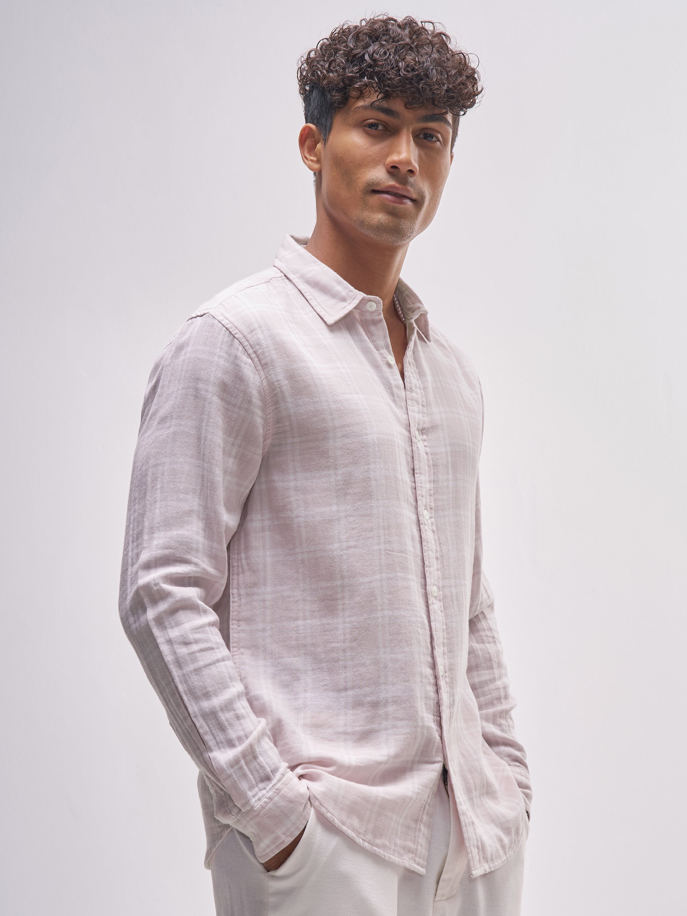 Highlander Men Pink Checked Relaxed Fit Casual Shirt - Pink - Image 6