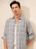 Highlander Men Grey Checked Relaxed Fit Casual Shirt - Grey - Image 1
