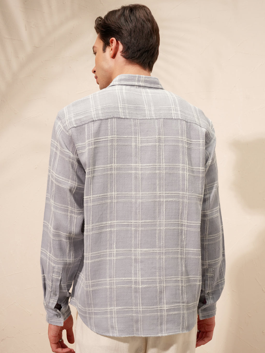 Highlander Men Grey Checked Relaxed Fit Casual Shirt - Grey - Image 3