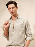 Highlander Men Tan Checked Relaxed Fit Casual Shirt - Tan - Image 1