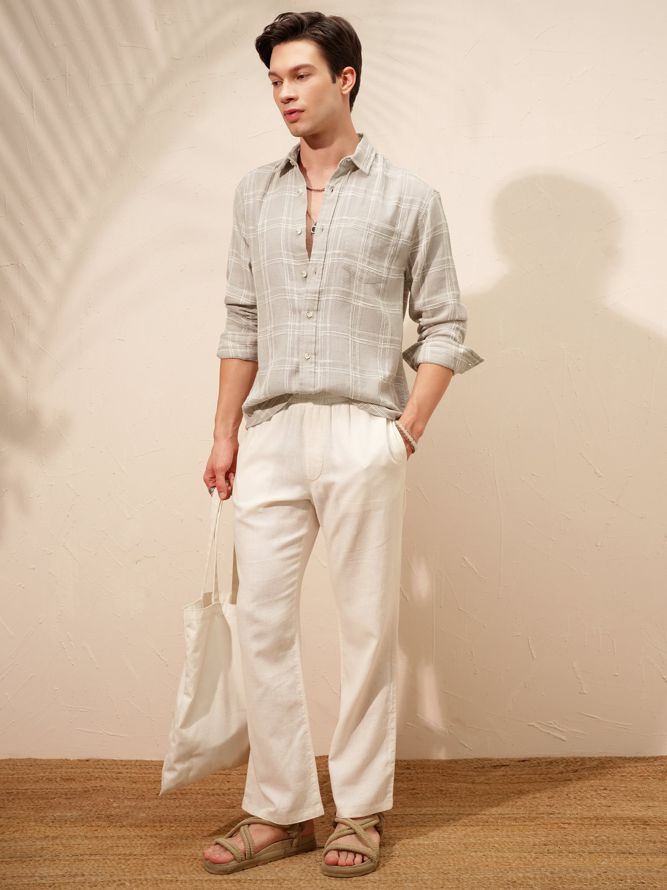 Highlander Men Tan Checked Relaxed Fit Casual Shirt - Tan - Image 2