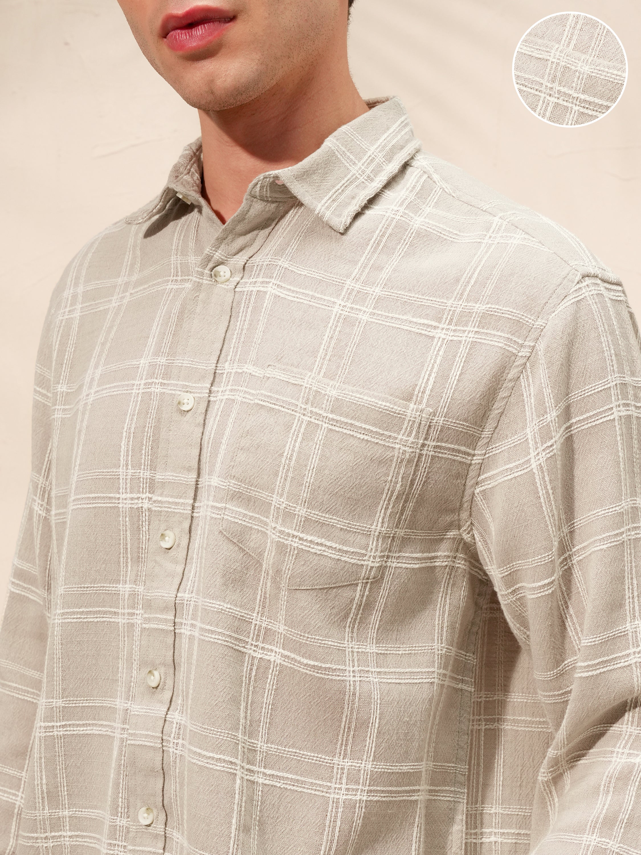 Highlander Men Tan Checked Relaxed Fit Casual Shirt - Tan - Image 5