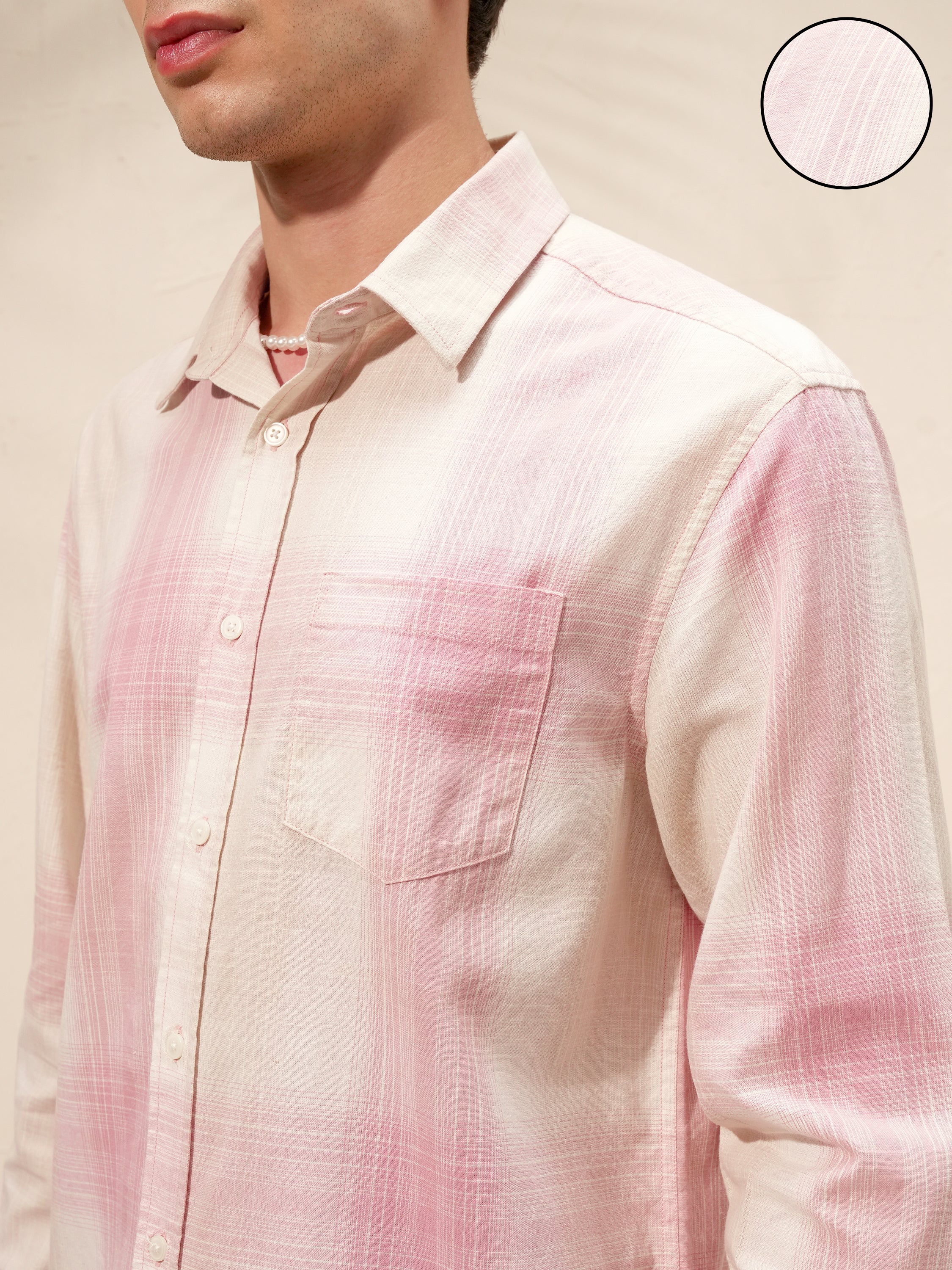 Highlander Men Pink Checked Relaxed Fit Casual Shirt - Pink - Image 5