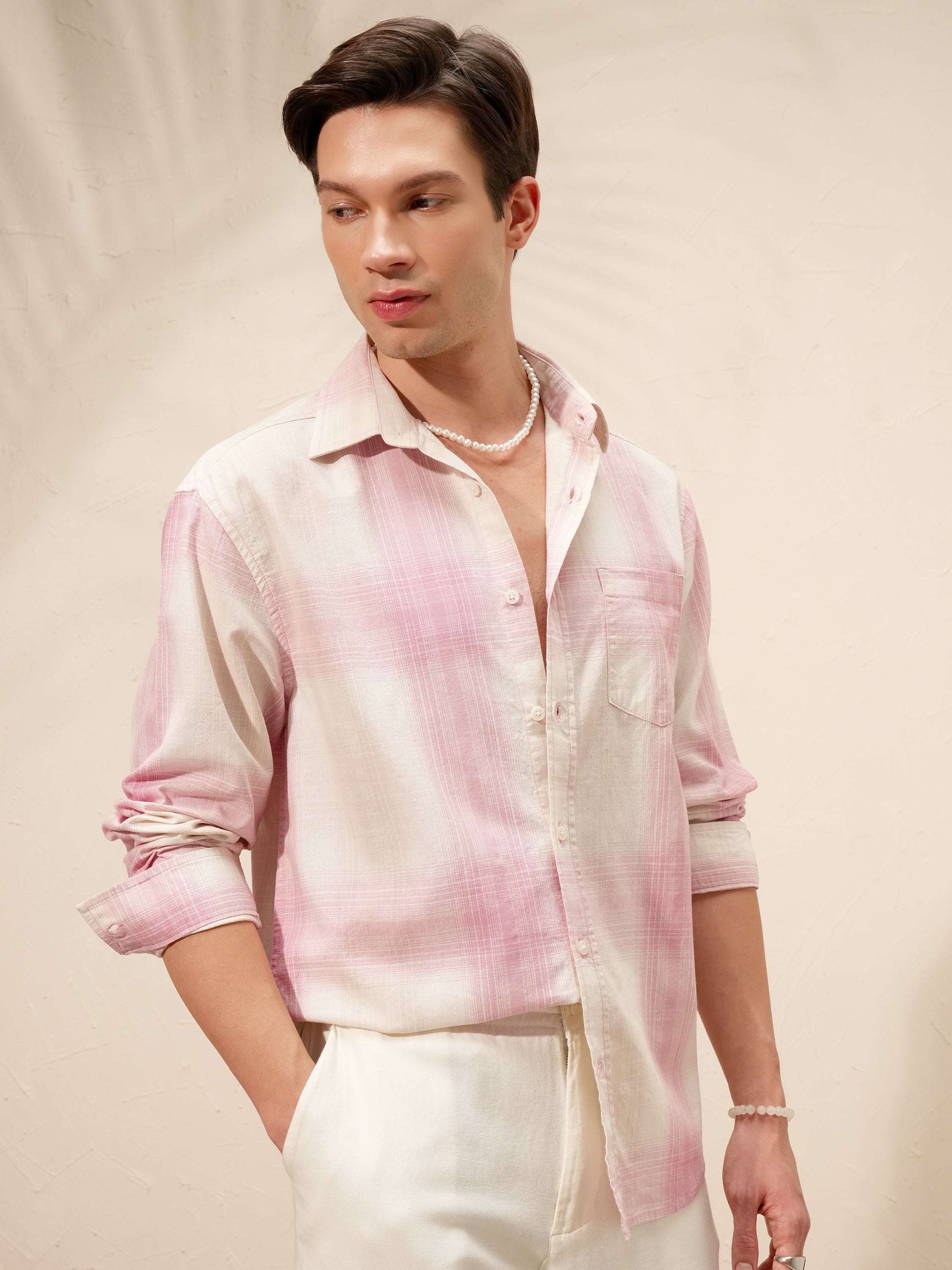 Highlander Men Pink Checked Relaxed Fit Casual Shirt - Pink - Image 6