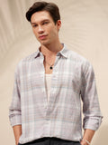 Highlander Men Lavender Checked Relaxed Fit Casual Shirt - Lavender - Image 1