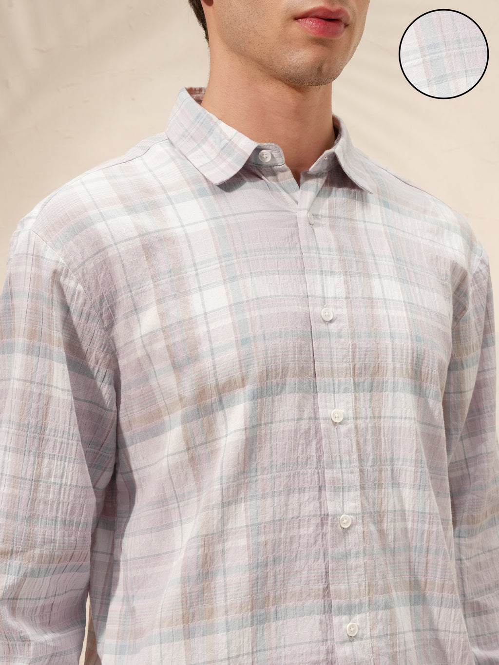 Highlander Men Lavender Checked Relaxed Fit Casual Shirt - Lavender - Image 5