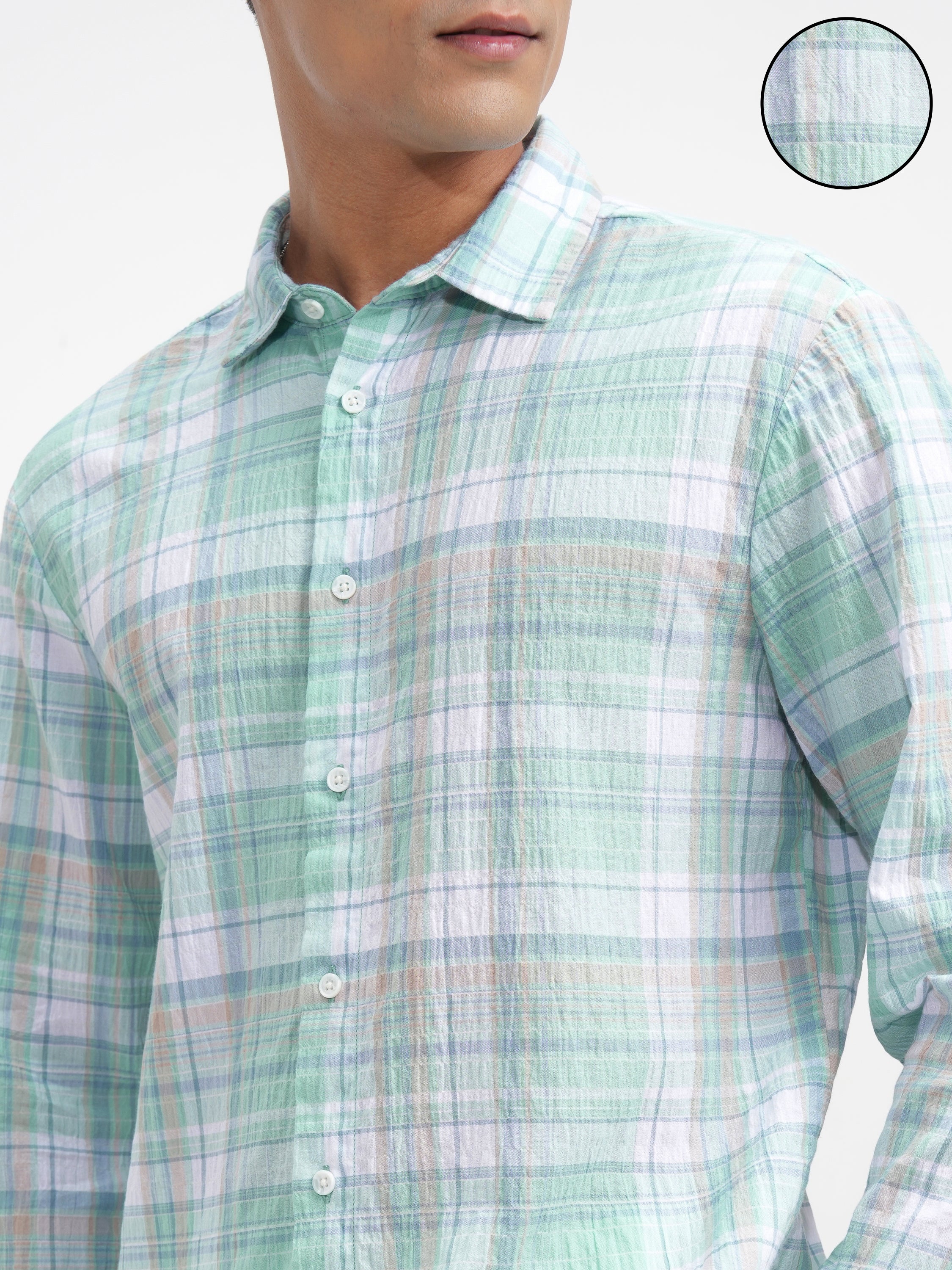 Highlander Men Green Checked Relaxed Fit Casual Shirt - Green - Image 5