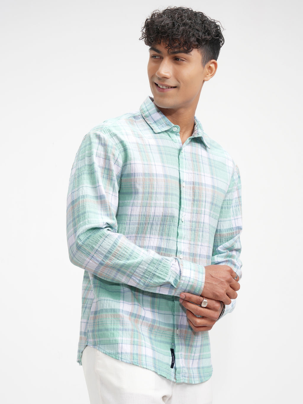 Highlander Men Green Checked Relaxed Fit Casual Shirt - Green - Image 6