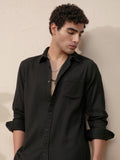 Highlander Men Black Self Design Slim Fit Casual Shirt - Black - Image 1