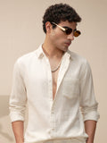 Highlander Men White Self Design Slim Fit Casual Shirt - White - Image 1