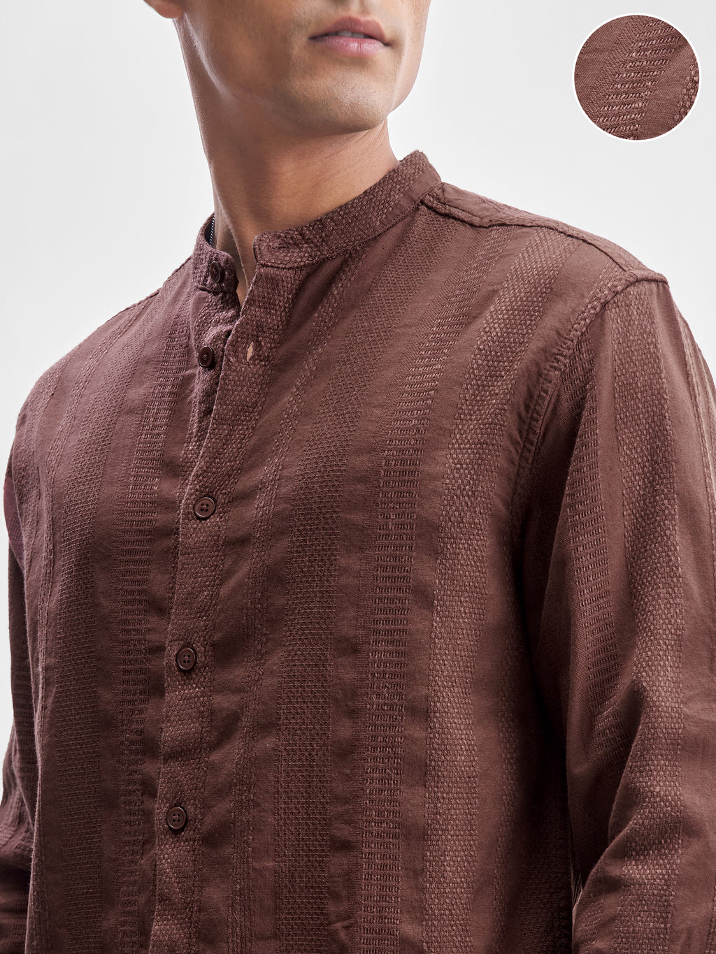 Highlander Men Brown Self Design Relaxed Fit Casual Shirt - Brown - Image 5