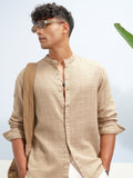 Highlander Men Beige Self Design Relaxed Fit Casual Shirt - Beige - Image 1