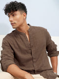 Highlander Men Brown Self Design Relaxed Fit Casual Shirt - Brown - Image 1