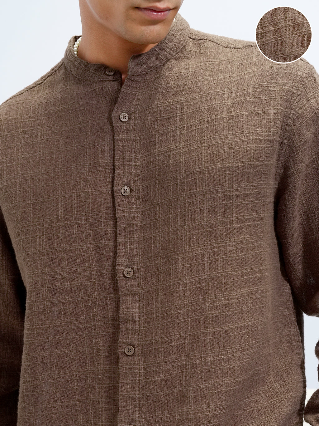 Highlander Men Brown Self Design Relaxed Fit Casual Shirt - Brown - Image 5