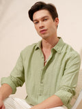 Highlander Men Green Self Design Relaxed Fit Casual Shirt - Green - Image 1