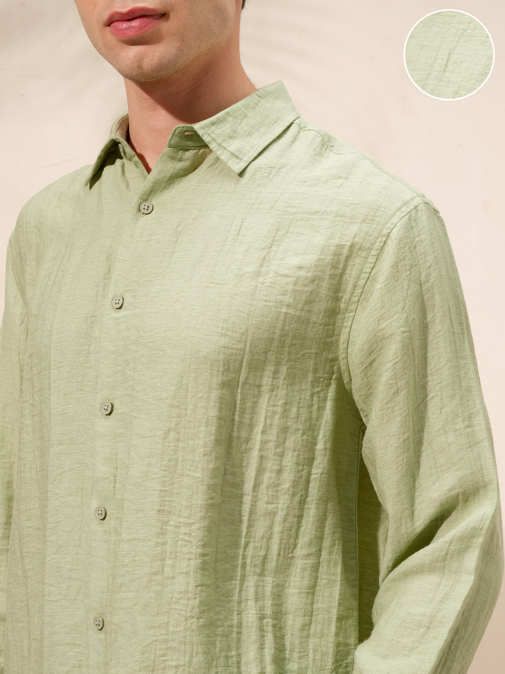 Highlander Men Green Self Design Relaxed Fit Casual Shirt - Green - Image 5