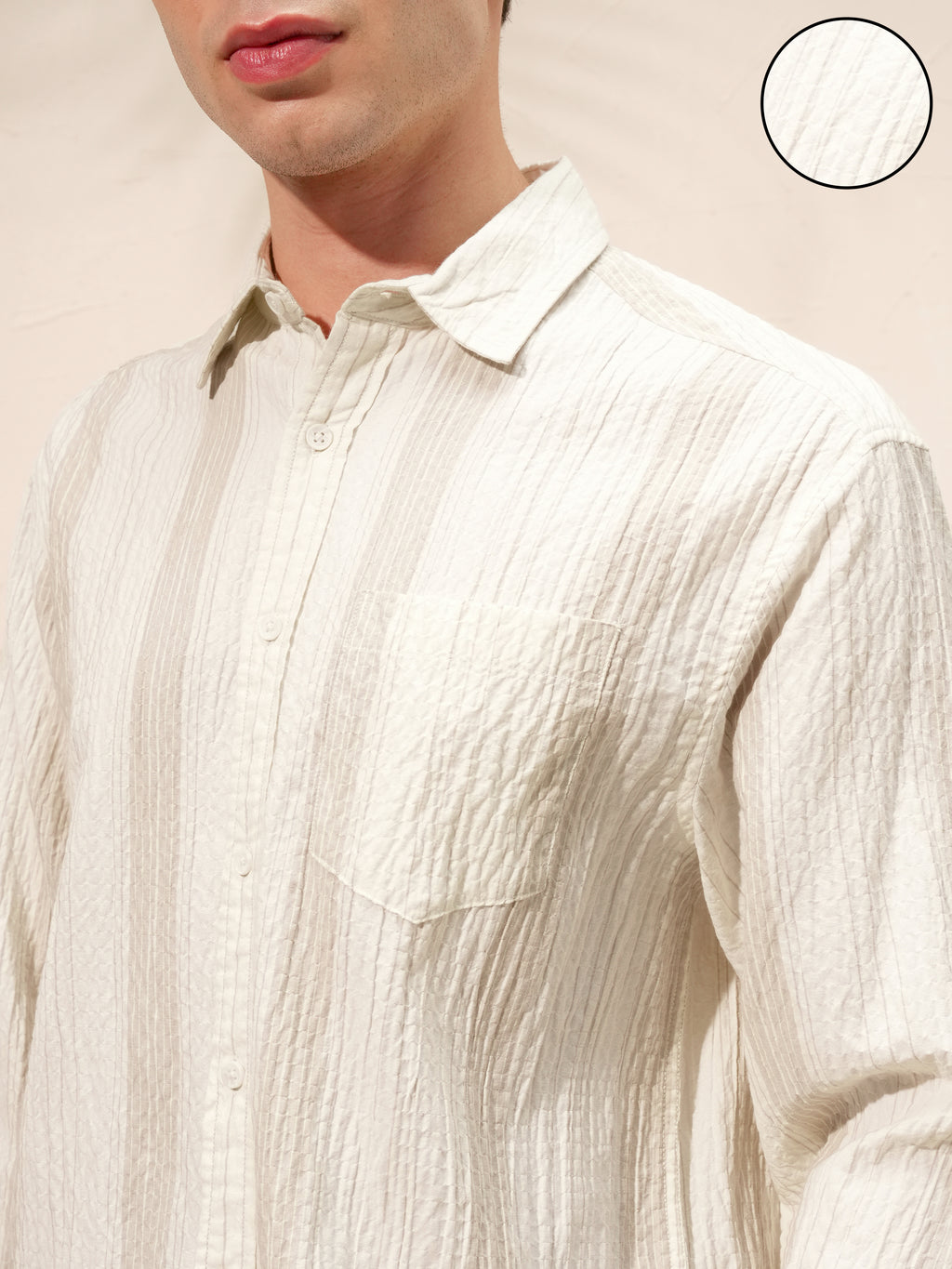 Highlander Men Beige Striped Relaxed Fit Casual Shirt - Beige - Image 5