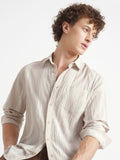 Highlander Men Beige Self Design Relaxed Fit Casual Shirt - Beige - Image 1