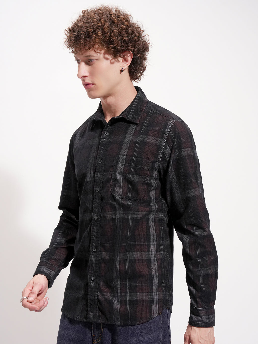 Highlander Men Black Checked Slim Fit Casual Shirt - Black - Image 4